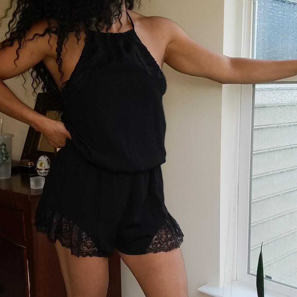 Black Guess Lace lined Romper